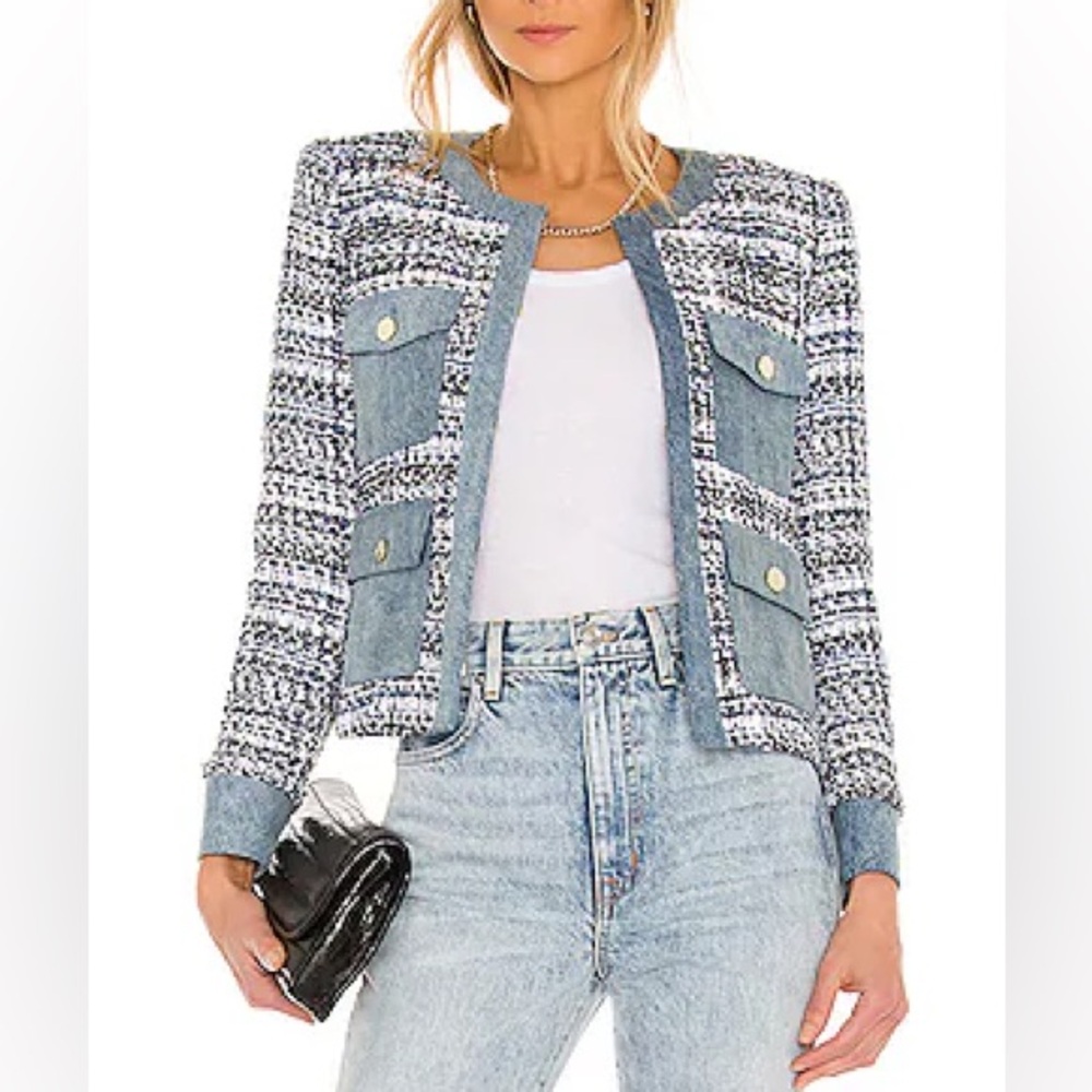 Alice and Olivia Avis Combo Patch Jacket